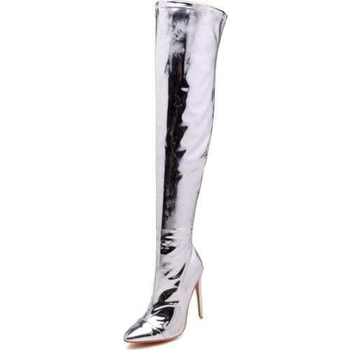 18 years foreign trade wind sexy stilettos point size code 30 18718-48 ultra-high and knee-high boots