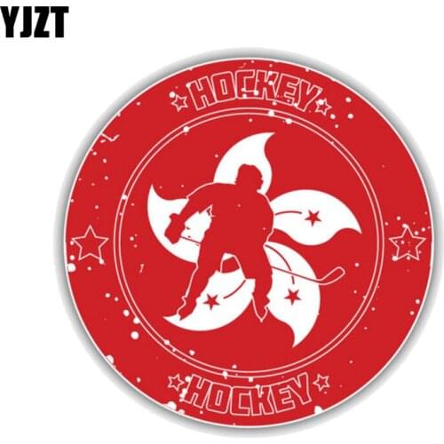 YJZT 12.7CM*12.7CM Hong Kong Flag Hockey Sport PVC Motorcycle Car Sticker 11-00409