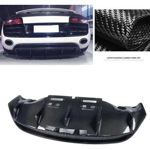 Rear Diffuser Lip For Audi R8 V8 V10 GT Spyder Coupe Convertible 2007-2015 Luxury Real Carbon Fiber V Style Bumper Guard Plate