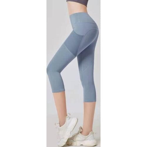 Womens Pants Sports Fitness Leggings Side Pockets Seven-Point New High-End Fashion Sexy High Waist Gym Hip Yoga Pants