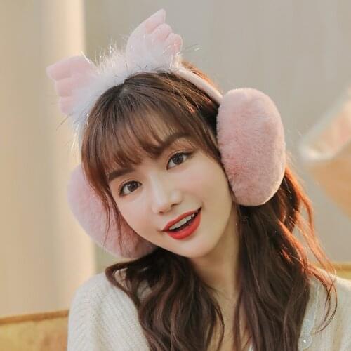 Winter Ear Cover Warm Earmuffs Women Headwear Angel Earmuffs Plush Earmuffs Thicken Warmer Outdoor Fold Ear Protection Headband