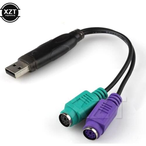 1pcs USB To Dual for PS/2 PS2 Cord Extension Cable Adapter Converter For Keyboard Mouse Male to Female new