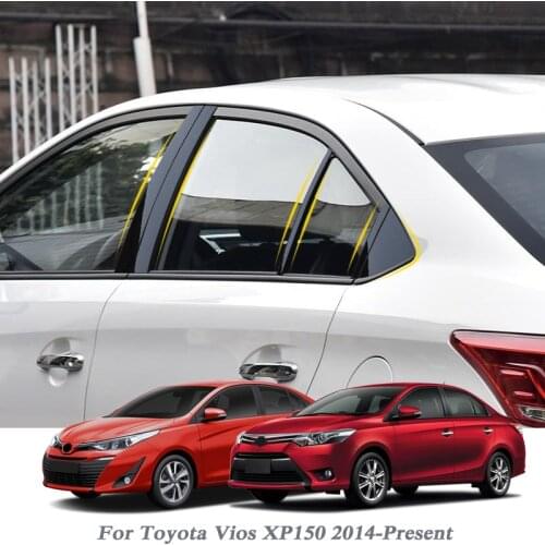 10pcs Car Styling For Toyota Vios XP150 2014-Present Car Window Trim Sticker Middle Column Stickers PVC External Accessories