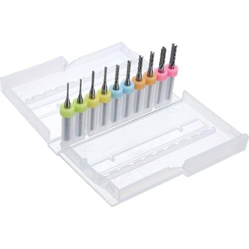 10Pcs Carbide 1-3mm Micro Drill Bits Set Mayitr PCB CNC Mould Hard Wood Rotary Cutter Engraving Milling Cutting Tool