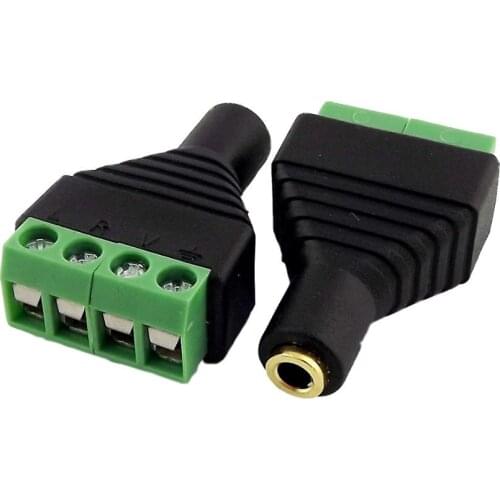 10x Gold Plated Connector 3.5mm Female 4 Poles Socket To AV Screw Audio Video Balun Terminal Adapter
