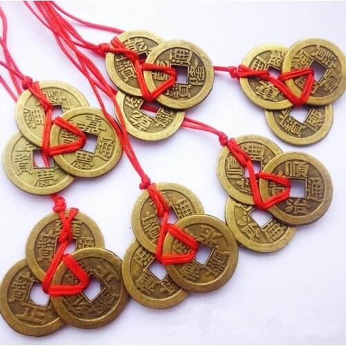 2 Sets Of 3 Chinese Feng Shui Coins For Wealth And Success Lucky Oriental Emperor Qing Money