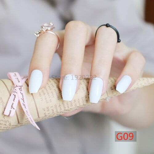 24pcs candy color coffin shape nails, popular sales of the king, sexy must White G09