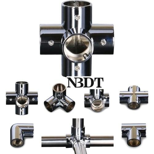 4Pcs Shiny Zinc 304 Stainless Steel Clamp Connector Pipe Fitting 25mm Tube Elbow T Flange Displaying