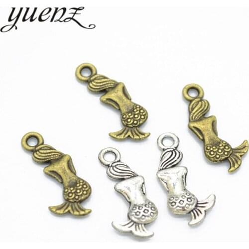 YuenZ 40 pcs Mermaid Charms Metal Pendant Diy Necklace Jewelry Handmade 20*9mm D782