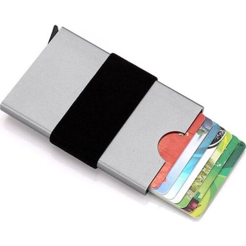 Aluminum Rfid Card Holder Case Automatic Pop Up Business Card Holder Men Metal Credit Card Box ID Card Wallet