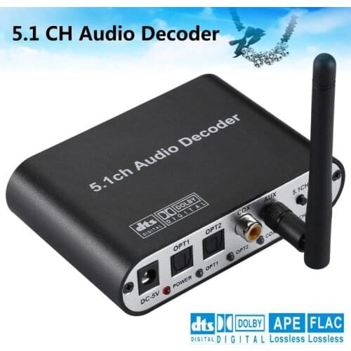 Digital 5.1 EU Audio Decoder Dolby Dts/Ac-3 Optical To 5.1-Channel 6 RCA Analog Converter Sound Adapter For Amplifier Speaker