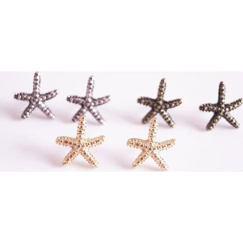 Free shipping 10 pair/ lot Fashion jewelry starfish stud earrings for women