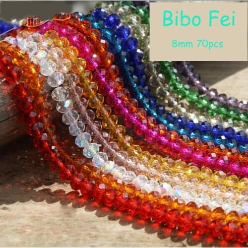 Free shipping multi color 8mm 70PCS Glass Czech crystal beads, wheel beads,transit beads,bracelet necklace Jewelry Making DIY