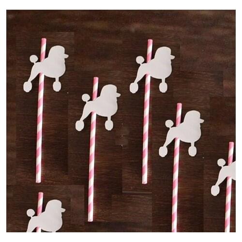 Glitter Poodle Paper drinking Straws custom dog breed Wedding bridal baby birthday shower Bachelorette Drinks tea party straw