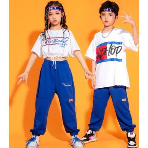 Kids Hip Hop Clothing Printing Tshirt TCrop Tops Street Wear Jogger Pants for Girl Boys Jazz Dance Costume Dancing Show Outfits