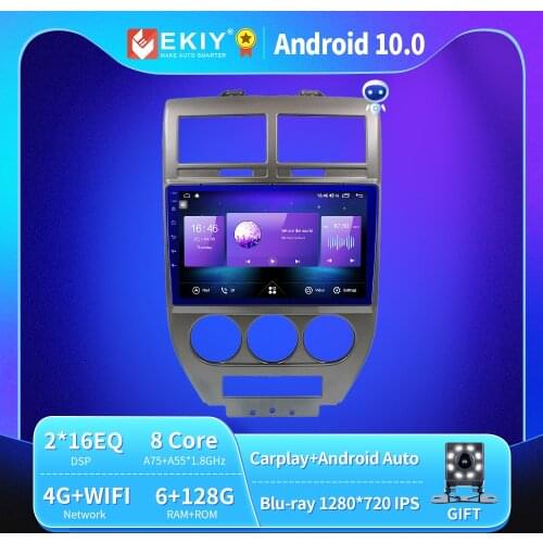 EKIY 6+128G 8 CORE Autoradio Android 10 For Jeep Compass/Patriot 2007-2009 Car Radio GPS Multimedia Blu-ray IPS QLED no 2din DVD