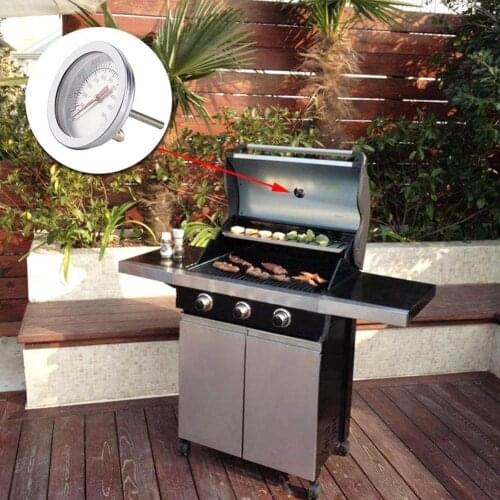 Bakeware F/c Steel Bbq Smoker Pit Grill Bimetallic Thermometer 100-800 with Temp Dual Cooking Degree Gage Gauge Tools U5U7