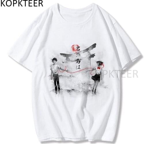 Anime T-shirts Your Name Tachibana Taki Miyamizu Mitsuha Print T-Shirt Summer Harajuku Graphic Cool Casual T Shirt O Neck Tops
