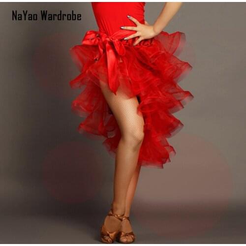 GB039 Yarn Puffy Patchwork Design Latin Dance Skirt Women Hip Scarf Latin Dance Skirt for Modern dance Performamnce