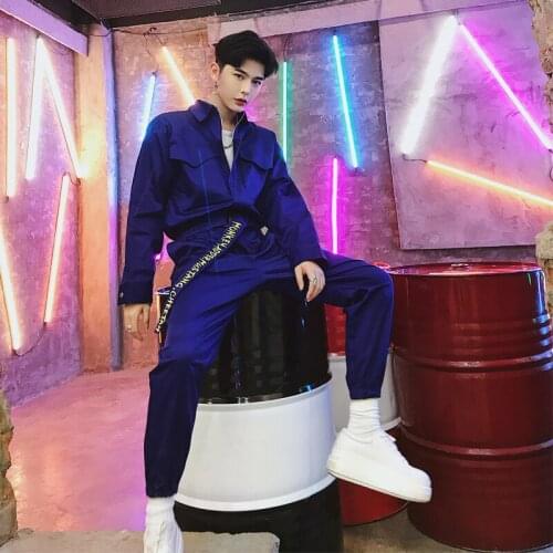 New Jumpsuit Men Long Sleeve One Piece Overalls Streetwear Pants Fashion Loose Casual Jumpsuits Male Hip Hop Tooling Trousers