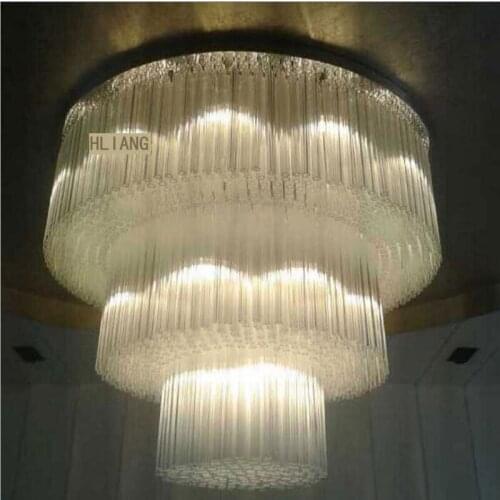 L Villa crystal chandelier Duplex floor atmosphere luxury restaurant round three-story crystal chandelier lights led