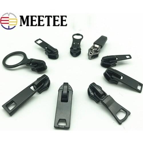 Meetee 10pcs 5# Nylon Zipper Silders Reverse Waterproof Invisible Zip Head DIY Bag Coat Garment Lock Puller Sewing Accessory