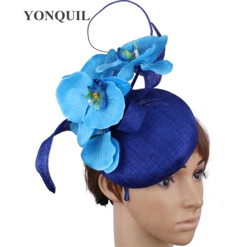 4-Layer Sinamay Wedding Party Fashion Headpiece With Flowers Bride Wedding Headwear Women Occasion Banquet Lady Fascinators Hat