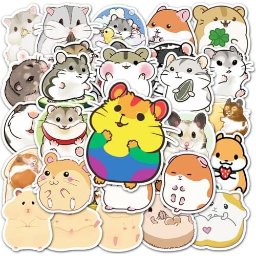 10/50pcs Cute Cartoon Animal Little Hamster Stickers Pack for Scrapbook Stationery Laptop Phone Guitar Suitcase Girl Sticker