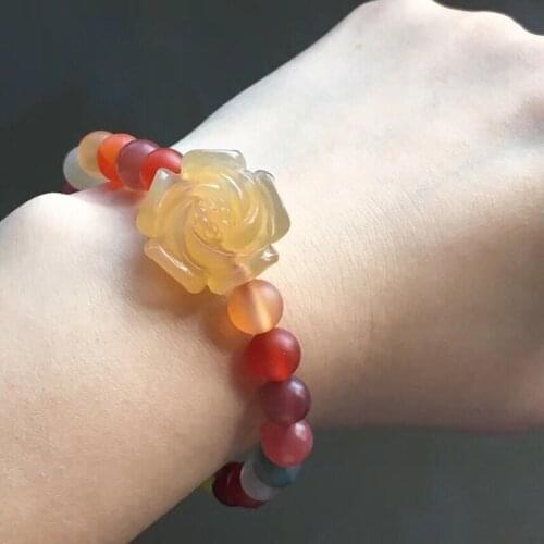 JoursNeige YinYuan Natural Crystal Bracelet Round Beads With Flower Bracelet Beaut for Women Crystal Bracelet Single Lap Jewelry
