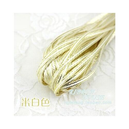 New (10 meters/lot) 1/8'' (3mm) Cream Beige Metallic Glitter Satin Ribbon Colorful Christmas Birthday gift package ribbons DIY