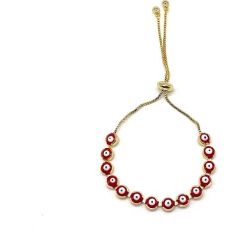 Wholesale Enamel Turkish Eye Bracelets Box Chain Adjustable Pull Tie