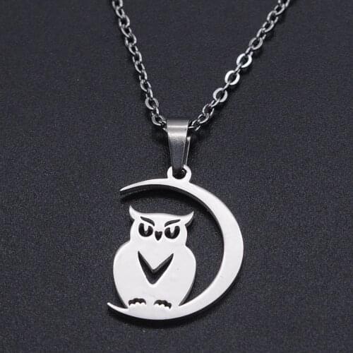 Owl Stainless Steel Charm Necklace for Women Dropshipping Dainty Steel Necklaces Accept OEM Order Fashion Jewelry Necklaces