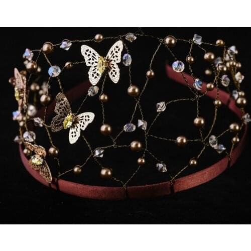 Customized Pearl Crystal Headband Headwear Hand-woven Hairnet Headband Press Hair High Jewelry