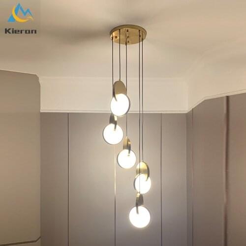Nordic PostModern Simple Pendant Light Luxury Designer Kitchen Hanglamp Bedroom Bedside Bar Counter Stainless Stair Pendant Lamp