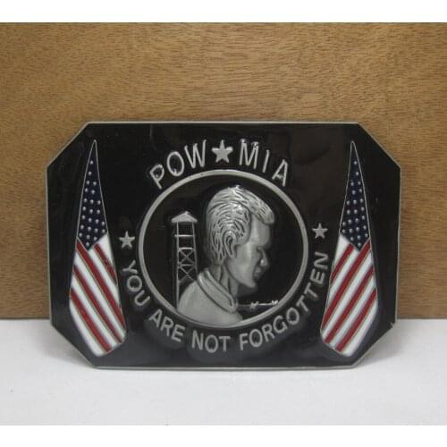 BuckleClub Zinc alloy POW MIA cowboy jeans gift belt buckle FP-01298-1 pewter finish 4cm width loop drop shipping