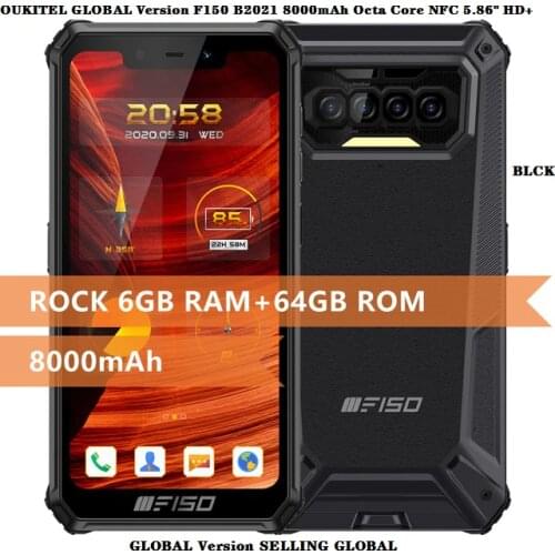 OUKITEL GLOBAL Version F150 B2021 IP68/69K SmartPhone 6GB 64GB 8000mAh Octa Core NFC 5.86'' HD+ MediaTek Helio G25 13MP Camera
