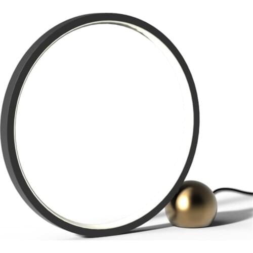 Modern minimalist iron table lamps black white bedroom bedside night light led eye protection dormitory reading ring desk lights