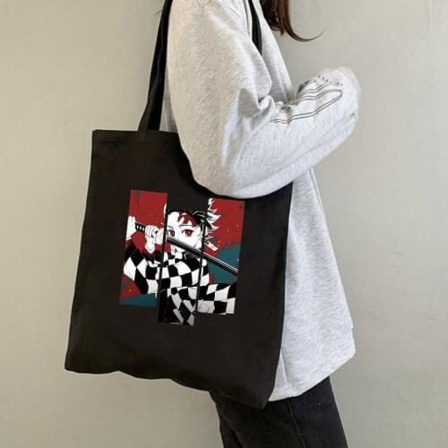 Demon slayer Shopping Bag Graphic Tote Shopper Bag Canvas Bag Women Shoulder Bag Female Eco Large-capacity kimetsu no yaiba bag