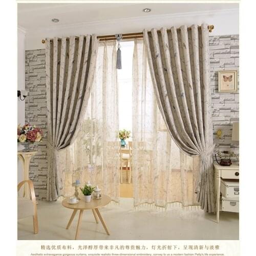 Acacia rustic small bird fresh double faced print dodechedron curtain cloth