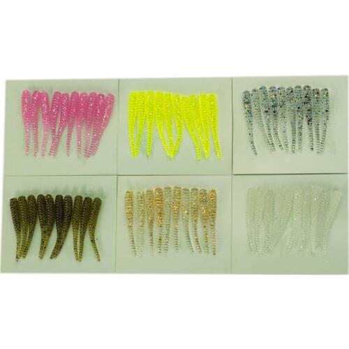 Worm Fishing Bait Soft lure 10pcs 4cm/0.3g Soft Plastic Fishing Mini Tiny Fishing Spinner Jerk Pesca Shine Jig Trout
