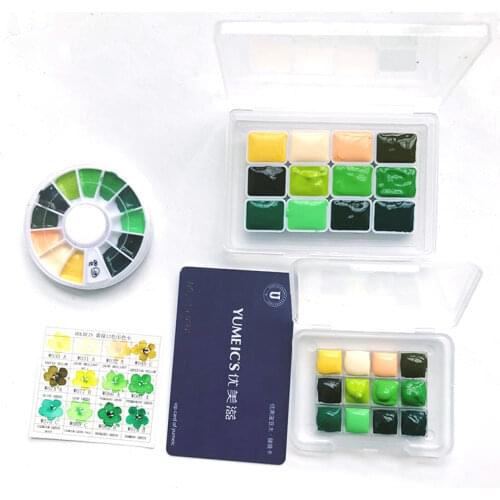 Yellow Green 12 Colors Holbein Forest Watercolor Pigment Sub Packaging Disc 0.5ml1 1.5ml2m Art Supplies for Artist Acuarelas
