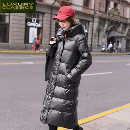 Coats Winter 2021 Woman Fashion Womens Down Jacket Light Duck Down Jackets Hooded Thick Warm Long Coat Hiver 8011-1LW858