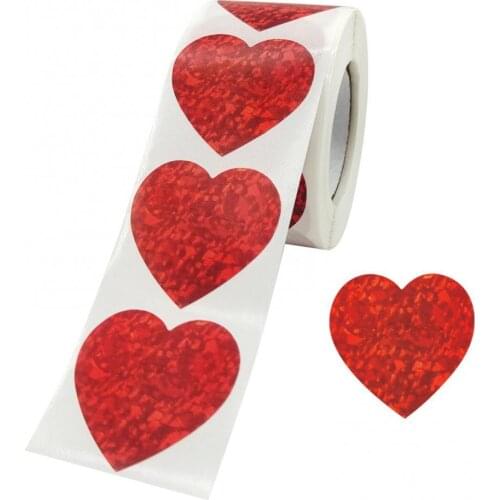 1 Roll Red Heart Shape Stickers Romantic Sealed Art Paper Valentines Day Sticker for Gift Scrapbooking Packing Accessories