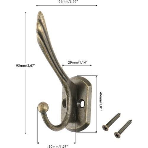 1Pc Antique Bronze Door Hanger Hooks Kitchen Bathroom Wall Hanger Zinc Alloy Hats Bag Keychain Hook Coat Robe Wall Hook & Screws