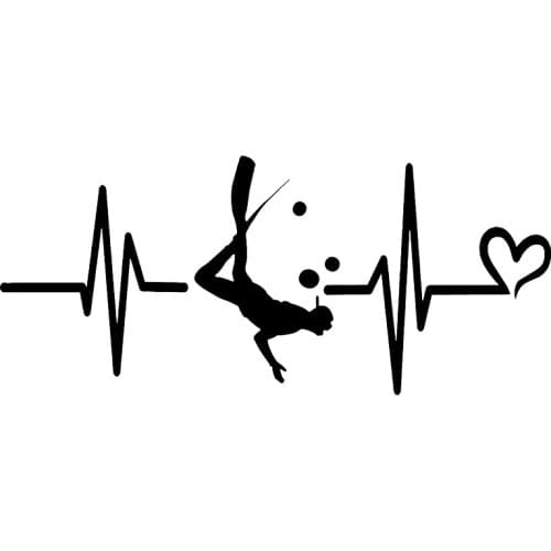 16*7cm Scuba diver heartbeat sign vinyl sticker Funny Car Window Bumper Novelty JDM Drift Vinyl Decal Sticker