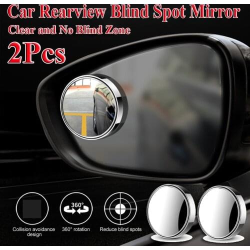 2pcs Driving Blind Spot Mirror 2" Round Car Convex Mirror 360 Degree Adjustable WideAngle Fogless Rear View Mirror Self Adhesive