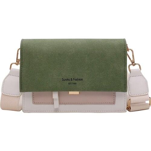 2021 Chain Simple Shoulder Bag Ladies Purses and Handbags Cross Body Scrub Leather Contrast Color Crossbody Bags for Women