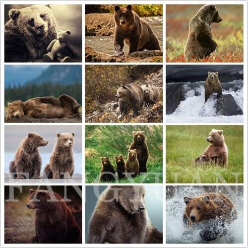 5D Diy Animals Diamond Painting Full Square Round Diamond Embroidery Rhinestone Bear Mosaic Cross Stitch Home Decoration