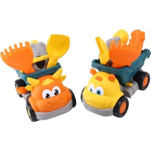 6Pcs Beach Bucket Toy Cars for Children Kids Sandbox Set Kit Summer Toys for Beach Play Sand Water Game Play Cart