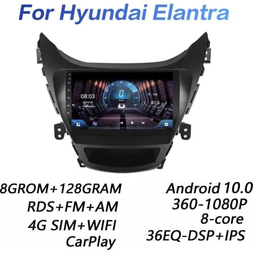 4G+64G DSP 2 din Android 9.0 4G NET Car Radio Multimedia Video Player for Hyundai Elantra 2011 2012 2013 WiFi carplay RDS IPS